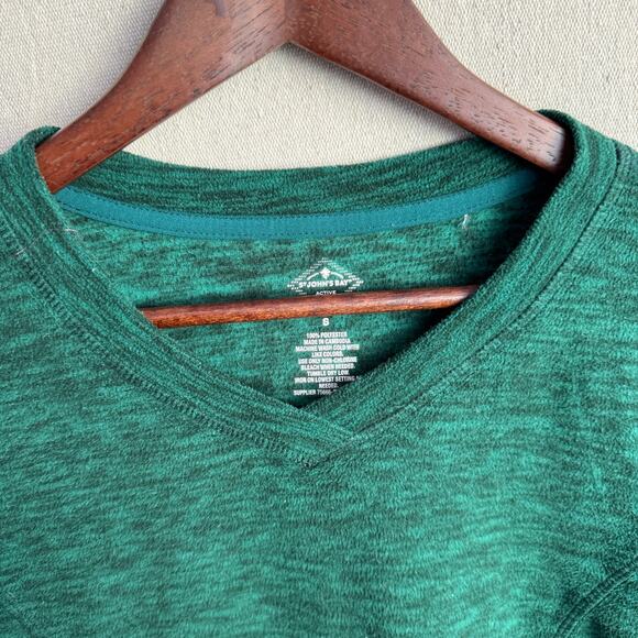 St. John’s Bay Active Fleece Top Size S Green V-Neck Long Sleeve Soft Polyester - Picture 4 of 9